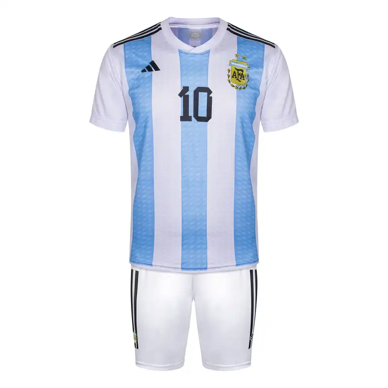 ست پیراهن و شورت ورزشی پسرانه طرح آرژانتین مدل مسی 2023