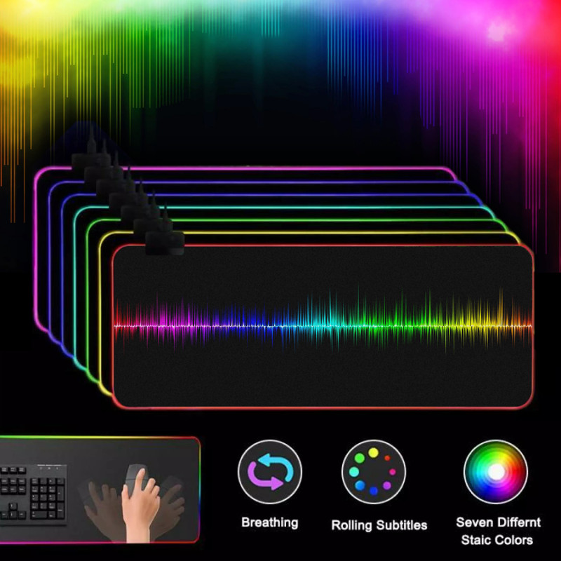 ماوس پد مخصوص بازی مدل GMS-WT-5 Soundwave Rainbow RGB 3