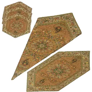 ست پنج تکه رومیزی ترمه طرح افشار کد KRP