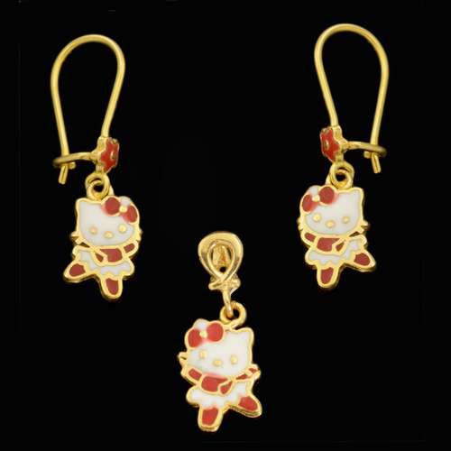 نیم ست طلا 18 عیار دخترانه طلای مستجابی مدل عروسک کد 67119