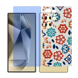 Glass Together model Blue cut screen protector for Samsung Galaxy S22 Ultra mobile phone with back cover sticker