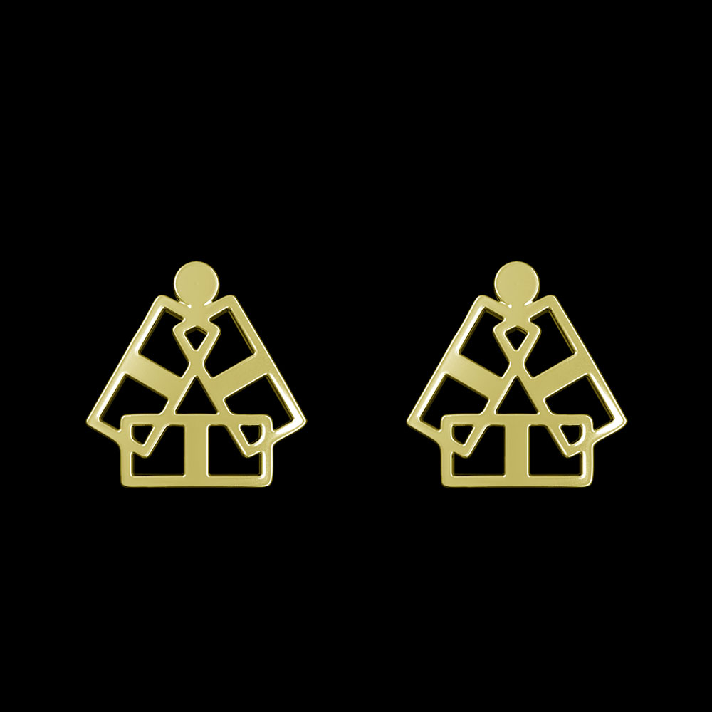 گوشواره طلا 18 عیار زنانه مدوپد مدل هندسی کد GA1-10327