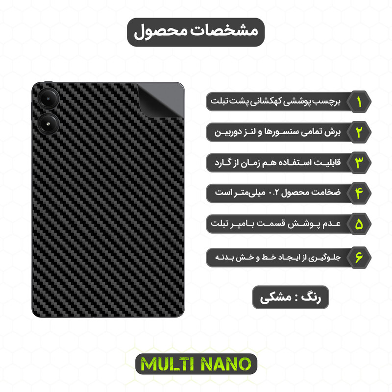 برچسب پوششی مولتی نانو طرح کربن مدل X-F1C مناسب برای تبلت شیائومی Poco Pad
