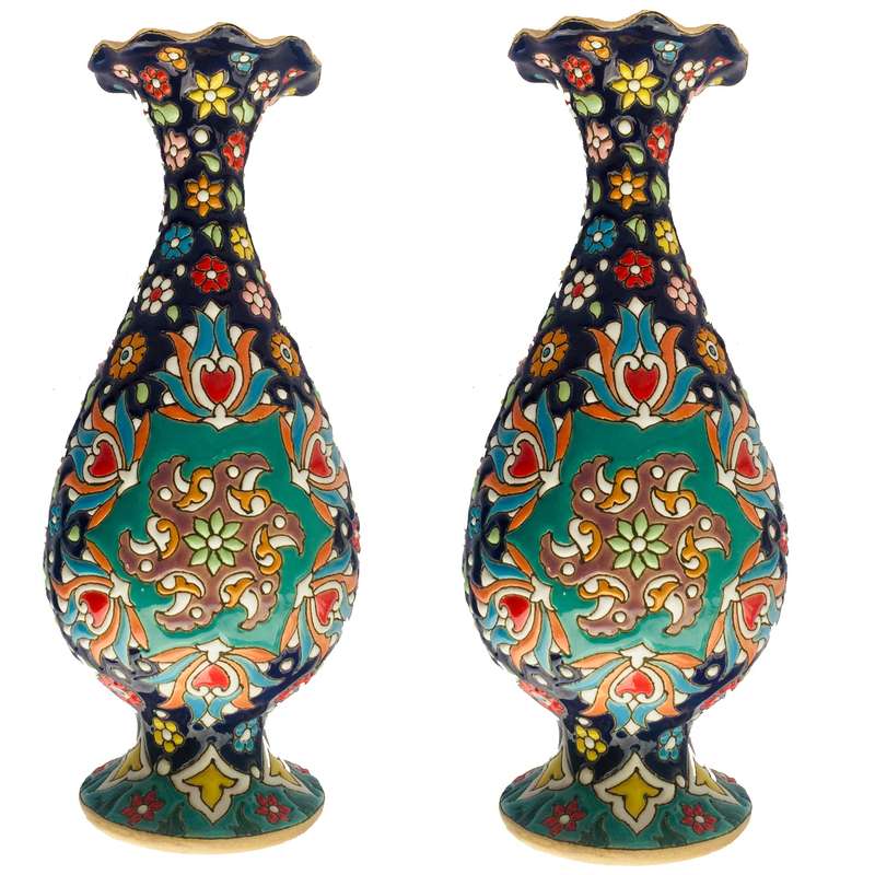 گلدان مینا کاری سفال کد ZMN23001 بسته 2 عددی 