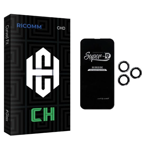 محافظ صفحه نمایش ریکام مدل CH SuperD مناسب برای گوشی موبایل اپل iPhone 13 Pro Max  به همراه محافظ لنز گوشی