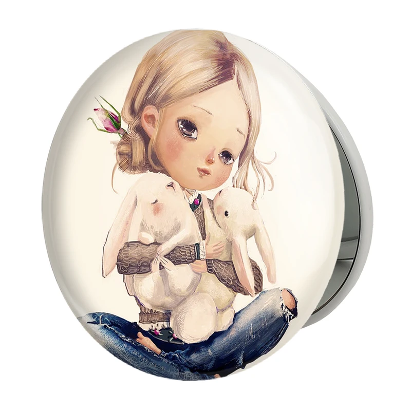 آینه جیبی خندالو طرح دخترونه مدل تاشو کد 6060 