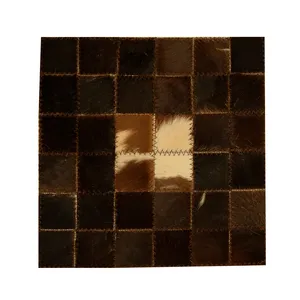 رومیزی کلاژ چرم و پوست مدل مربعی شطرنجی کد 0015