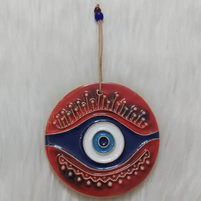 آویز سفالی طرح چشم نظر کد chza111