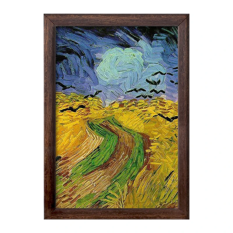 تابلو خندالو طرح نقاشی گندم زار با کلاغ ها اثر ونسان ونگوگ کد 25461