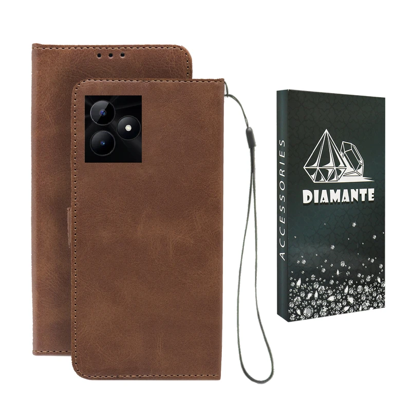 کیف کلاسوری دیامانته مدل Band Bk مناسب برای گوشی موبایل ریلمی Note 50 به همراه بندآویز