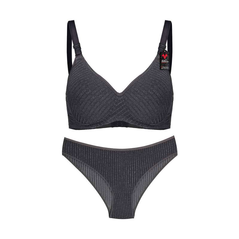 ست شورت و سوتین زنانه شباهنگ مدل ژولیت رنگ طوسی