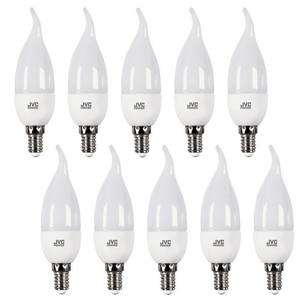 لامپ شمعی ال ای دی 6 وات جی وی سی مدل اشکی پایه E14 بسته 10 عددی