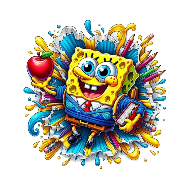 استیکر پارچه و لباس پاد آفرین مدل باب اسفنجی کد 1520