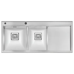 سینک ظرفشویی استیل توکار دو لگنه الکا استیل مدل 4019