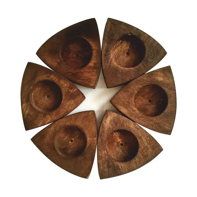 جاشمعی چوبی طرح هندسی مجموعه شش عددی