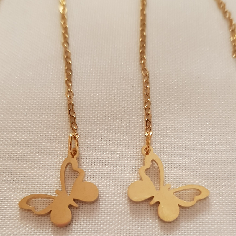 گوشواره زنانه مدل بخیه ای پروانه 3235 گوشواره زنانه مدل بخیه ای پروانه 3235