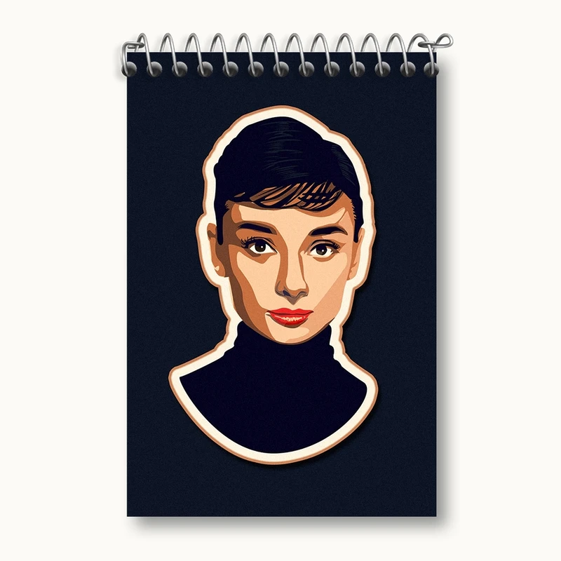دفتر یادداشت 50 برگ خندالو مدل آدری هپبورن (Audrey Hepburn) کد F1999