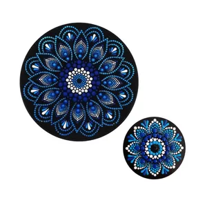 بشقاب دیوارکوب سفالی طرح نقطه کوبی مدل ALMAS مجموعه 2 عددی