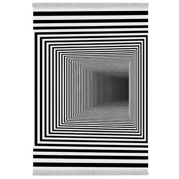 فرش پارچه‌ای دفه مدل فرشینه شانل مخمل طرح فانتزی کد 7140