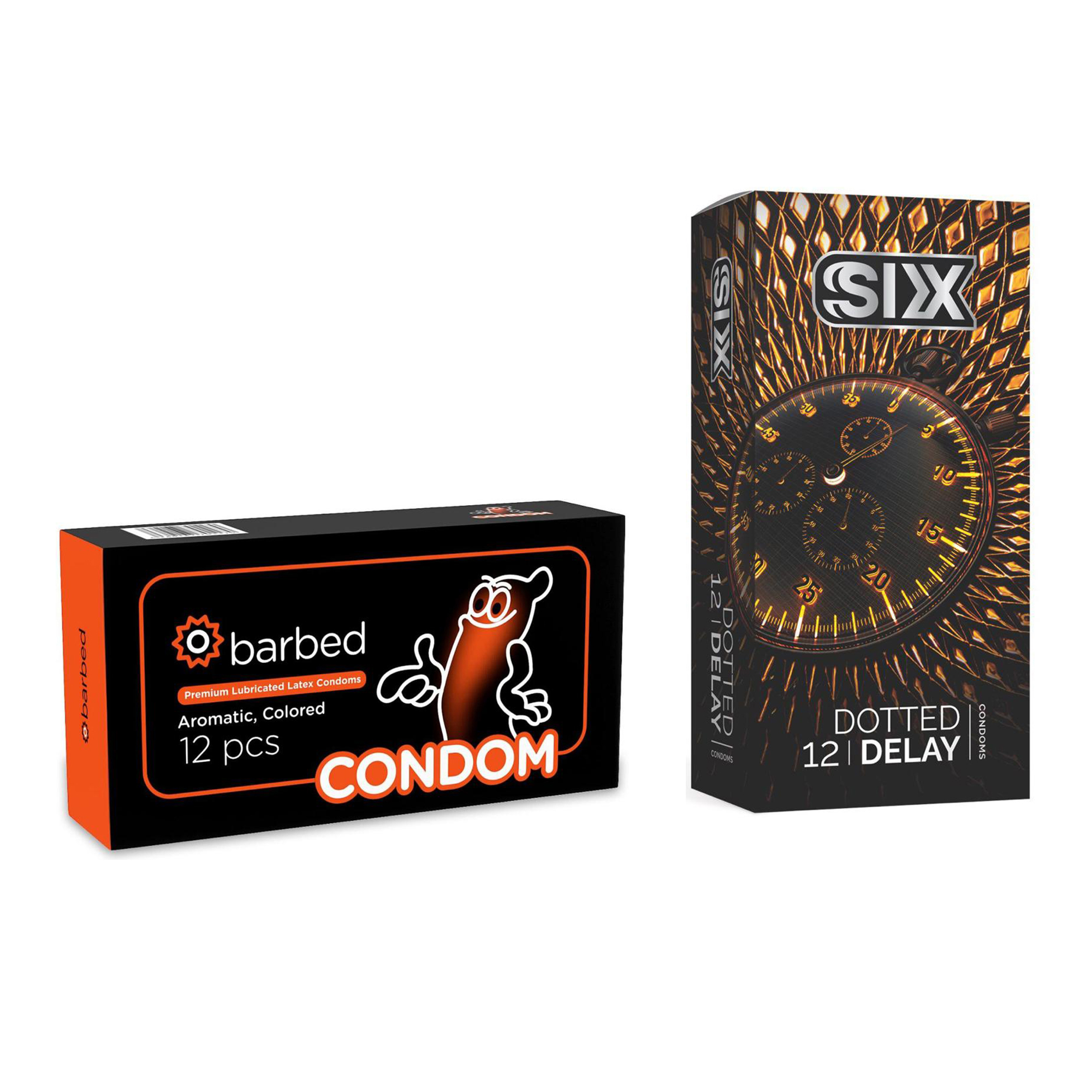 کاندوم سیکس مدل Dotted Delay بسته 12 عددی به همراه کاندوم کاندوم مدل Barbed بسته 12 عددی