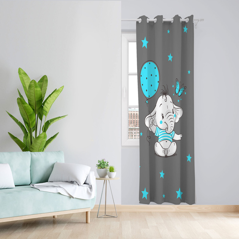  پرده مدل اتاق کودک مخمل پانچی طرح بچه فیل کد 4669 سایز 140x280 سانتی متر