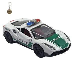 ماکت ماشین ناب سل مدل فراری پلیس فلزی چراغدار موزیکال FERRARI POLICE  به همراه جاسوییچی NAAB0011