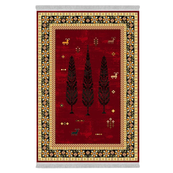 فرش پارچه‌ای دفه مدل فرشینه شانل مخمل ترک طرح فانتزی کد 91001
