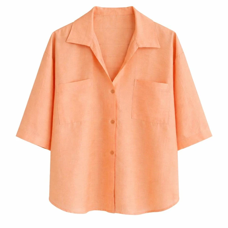 شومیز آستین سه ربع یقه برگردان زنانه مدل MZ016