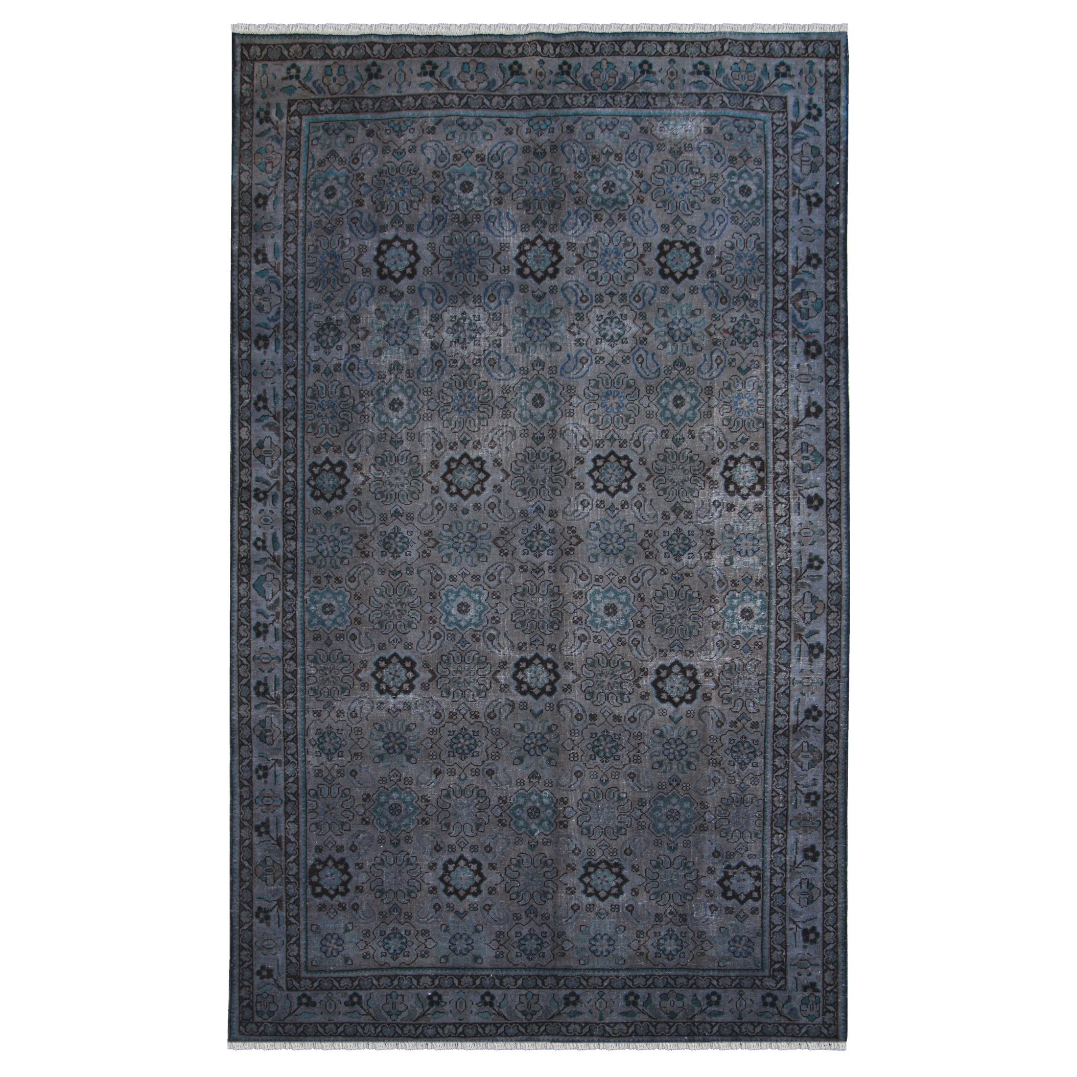 فرش دستبافت رنگ شده هشت متری طرح وینتج کد 15108