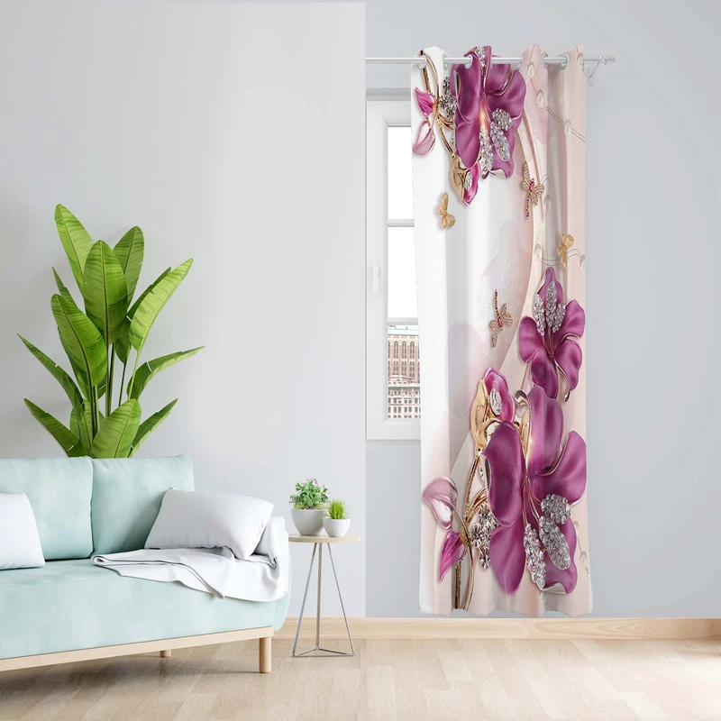 پرده طرح لیلیوم مدل مخمل پانچی کد 1411 z سایز 140x200 سانتی متر