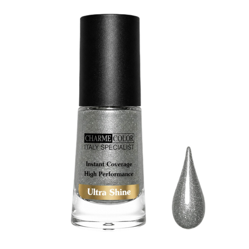 لاک صدفی ناخن چارم کالر مدل Ultra Shine شماره 123 رنگ نقره‌ای 