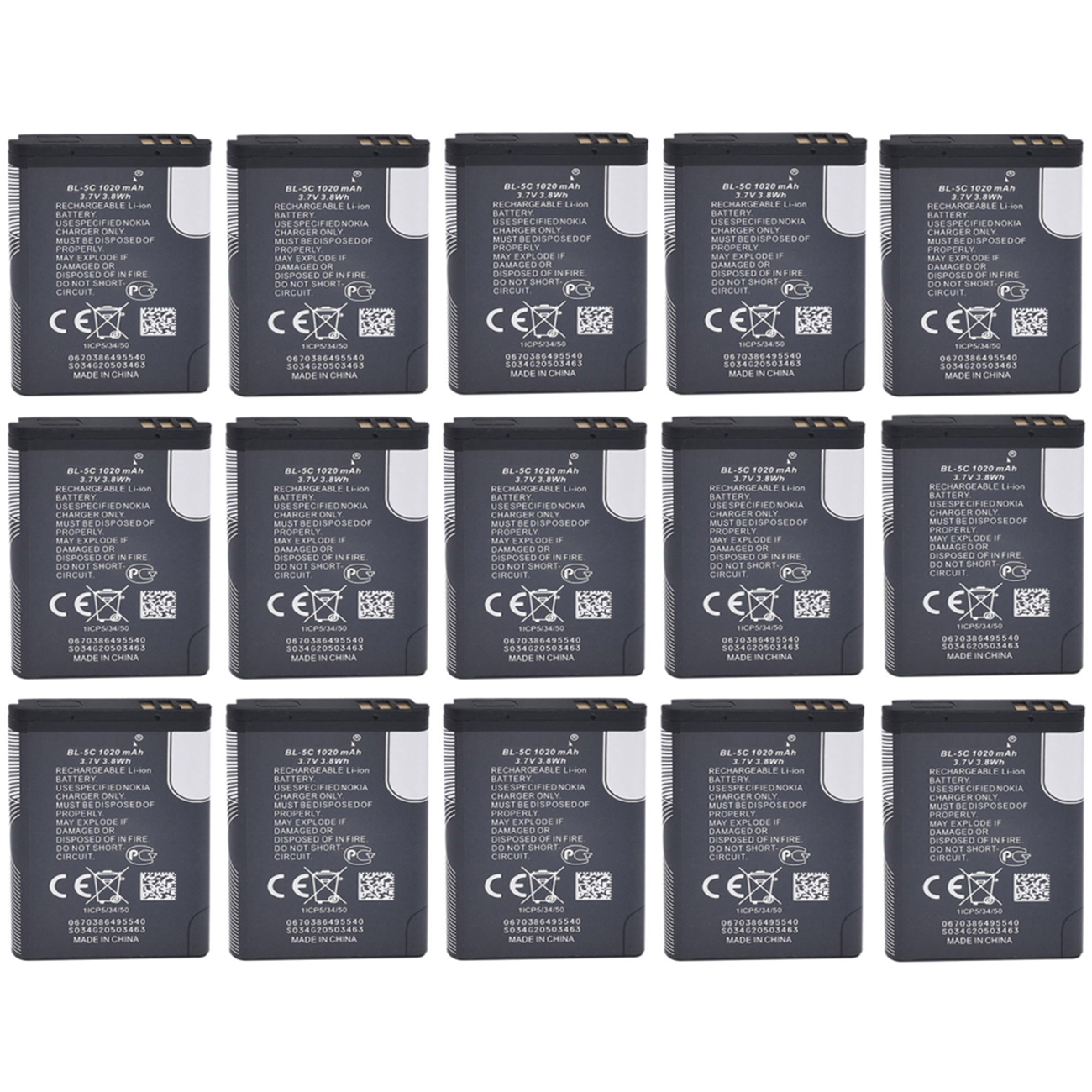 باتری موبایل مدل BL-5C با ظرفیت 1020میلی آمپرساعت مناسب برای گوشی موبایل نوکیا 5C بسته 15 عددی