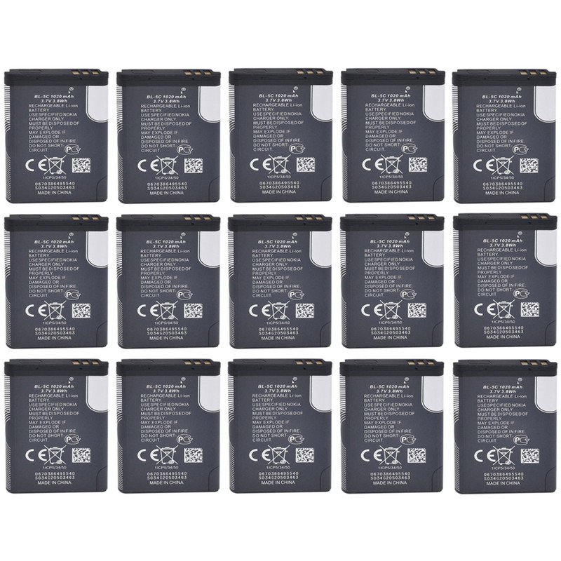 باتری موبایل مدل BL-5C با ظرفیت 1020میلی آمپرساعت مناسب برای گوشی موبایل نوکیا 5C بسته 15 عددی