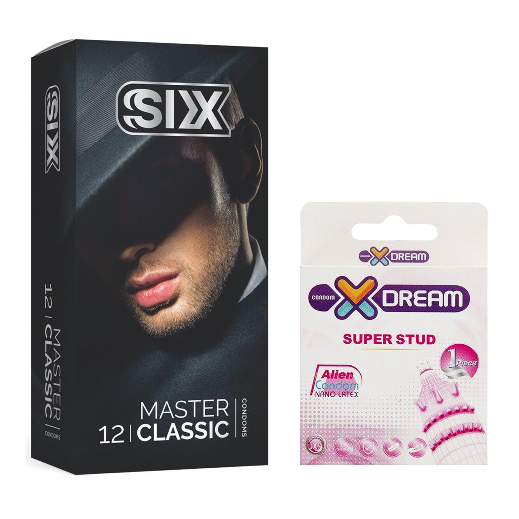 کاندوم سیکس مدل Master Classic بسته 12 عددی به همراه کاندوم ایکس دریم مدل Super Stud