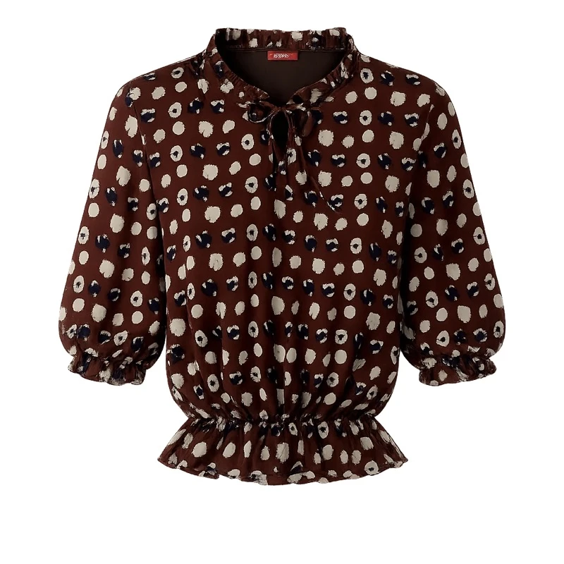 بلوز آستین بلند یقه بندی زنانه مدل گلدار