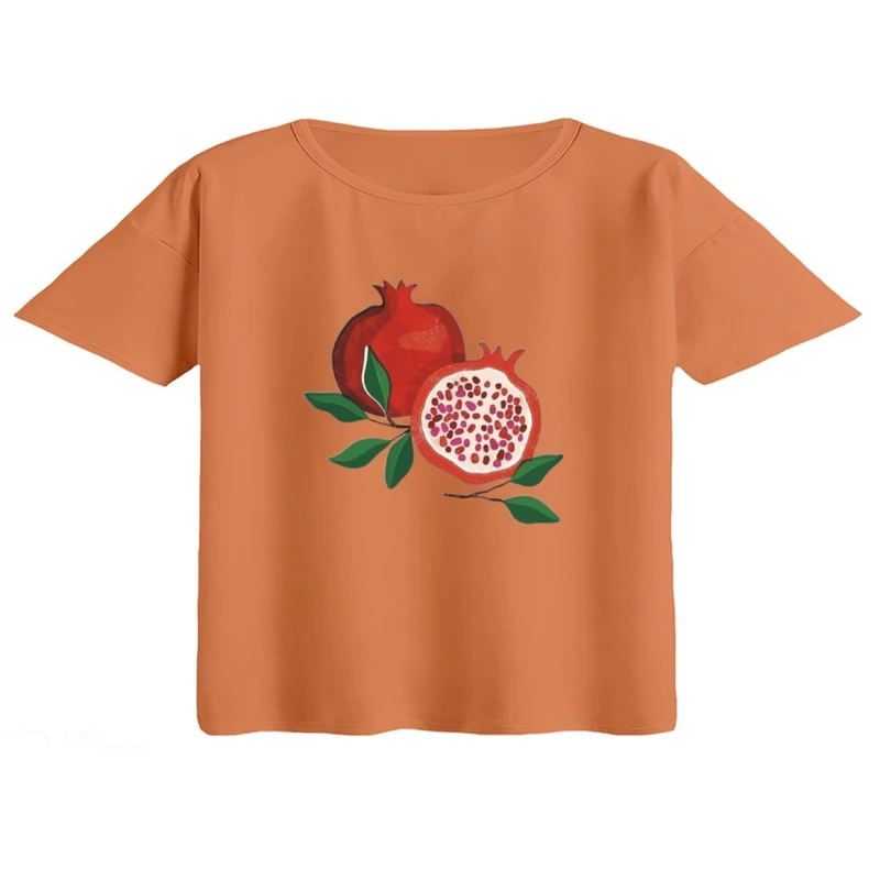 کراپ تی‌شرت آستین کوتاه زنانه مدل انار یلدایی کد11