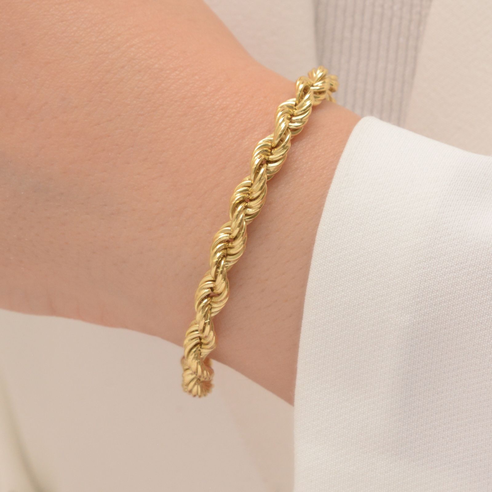 دستبند طلا 18 عیار زنانه طلای مستجابی مدل طنابی کد 1 -  - 2
