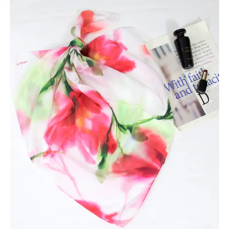 دستمال سر و گردن زنانه مدل مینی اسکارف نخی تابستانه خنک طرح بهشت کد ana-2495