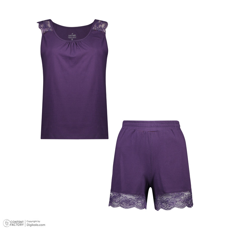 ست تاپ و شلوارک زنانه ناربن مدل 806 رنگ بنفش تیره