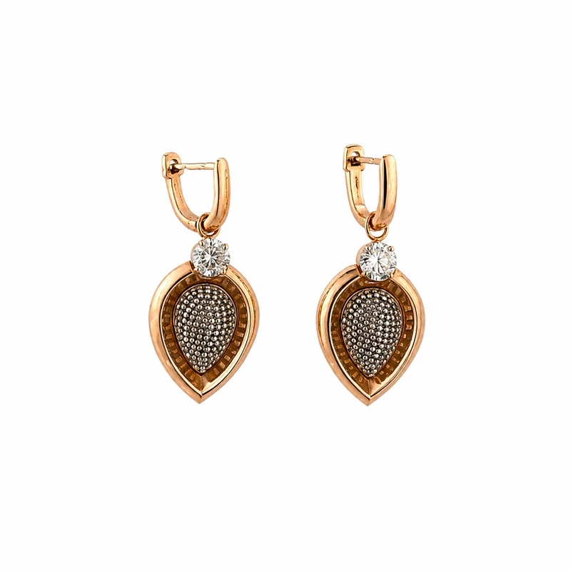 گوشواره آویز طلا 18 عیار زنانه طلای علیمحمدی مدل قطره ای کد TTA555