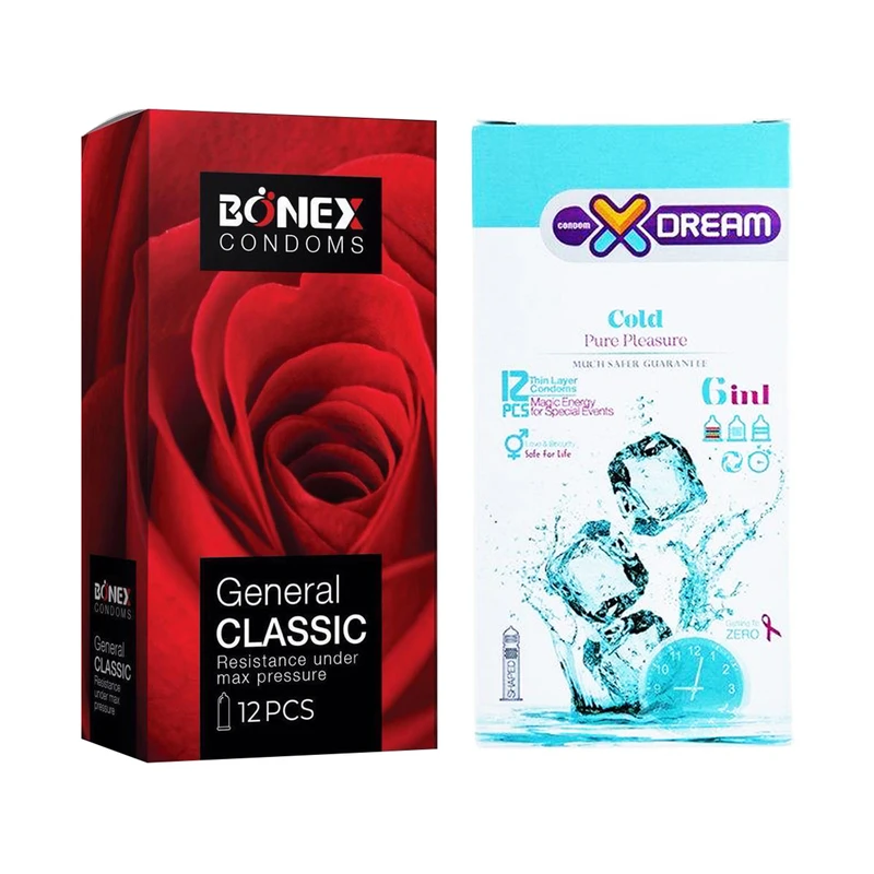 کاندوم بونکس مدل General Classic بسته 12 عددی به همراه کاندوم ایکس دریم مدل Cold بسته 12 عددی