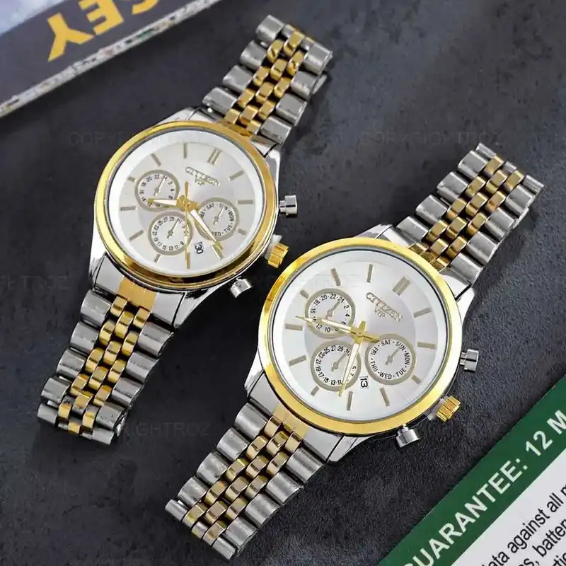 ست ساعت مچی عقربه ای  زنانه و مردانه  مدل تک موتور ساده 06