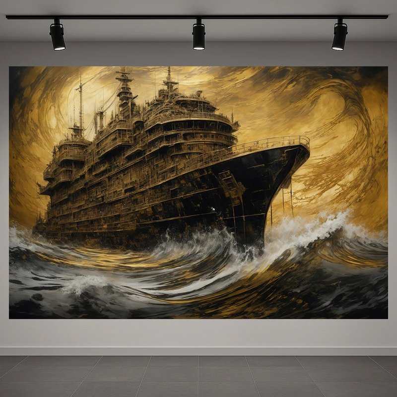 پوستر طرح کشتی قدیمی مدل حماسی تیره کد AR3060680