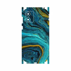 MAHOOT Turquoise marblewith golden streaks-FullSkin Cover Sticker for Motorola Moto E13