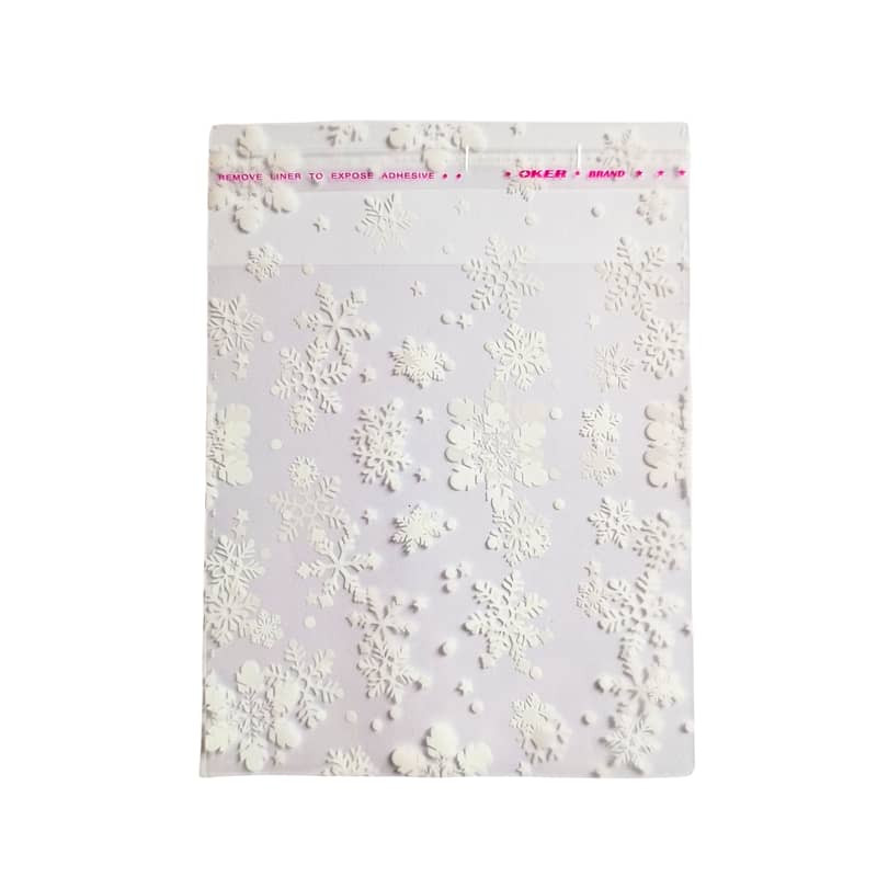 سلفون بسته بندی مدل لبه چسبدار طرح برف سایز 40 × 30 سانتی متر بسته 30 عددی