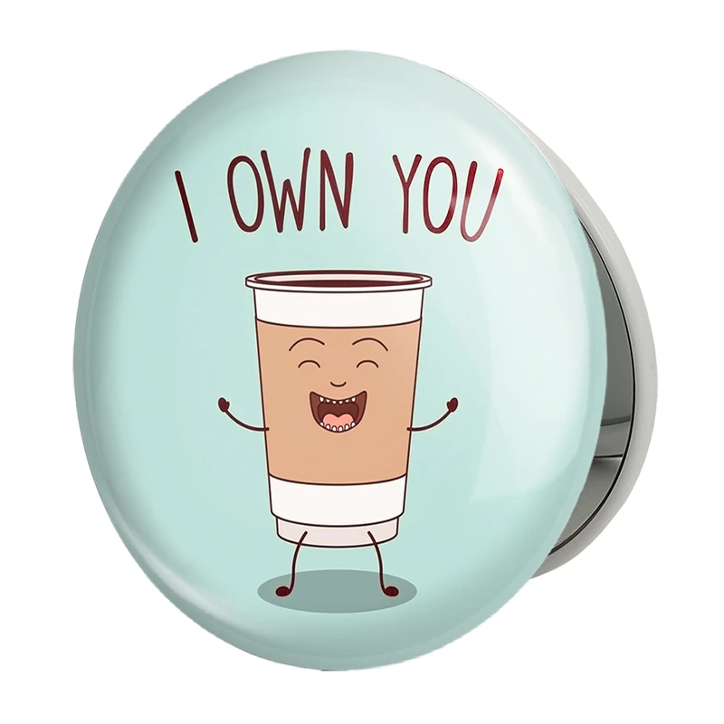 آینه جیبی خندالو طرح کافی شاپ قهوه مدل تاشو کد 27531 