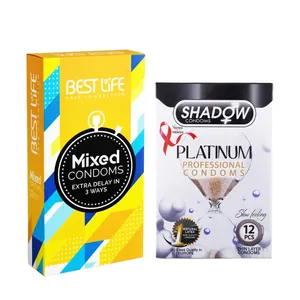 کاندوم بست لایف مدل Mixed بسته 12 عددی به همراه کاندوم شادو مدل Platinum بسته 12 عددی