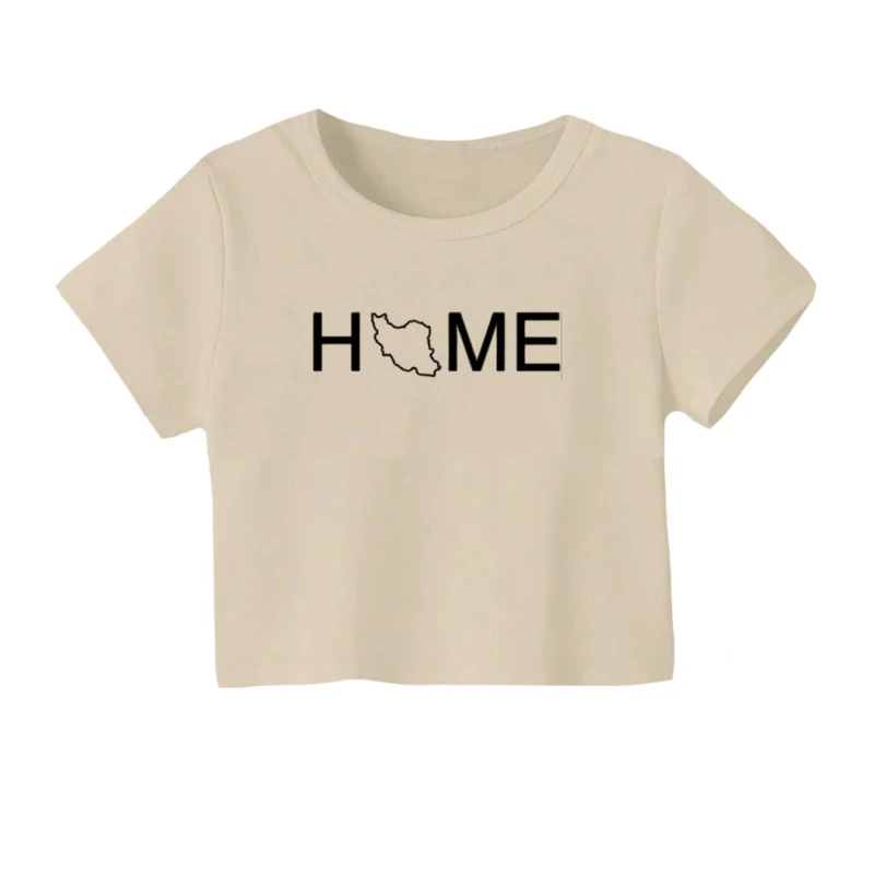 کراپ‌ تی‌شرت آستین کوتاه زنانه مدل خونه