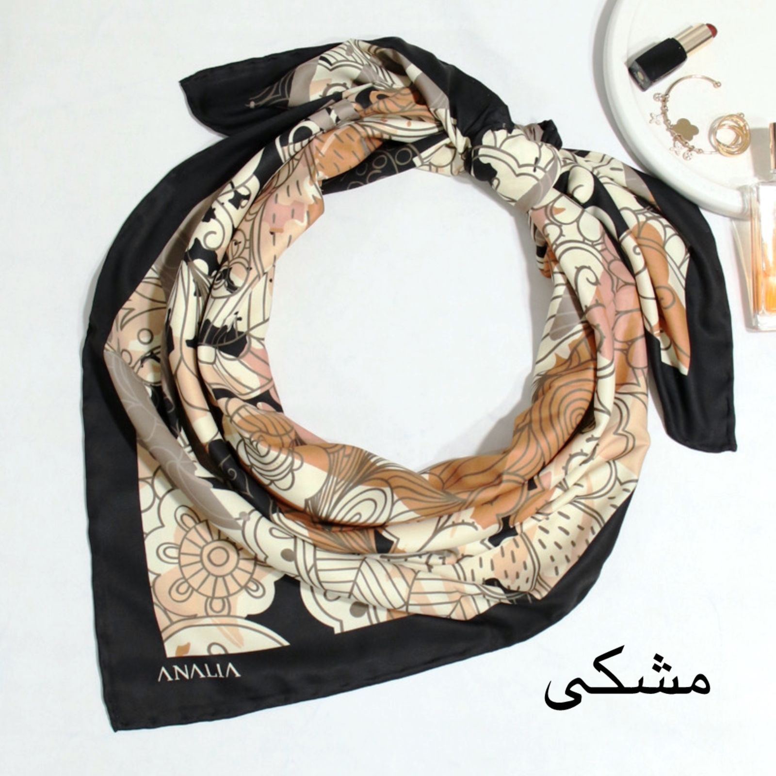 روسری زنانه مدل ابریشم مزونی کد 9071 -  - 19