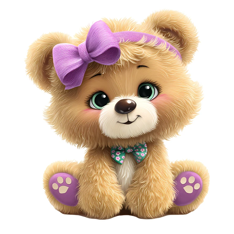 استیکر پارچه و لباس پاد آفرین مدل کارتونی کیوت خرس تدی کد S5751